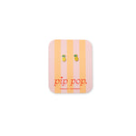 Two enamel gold pineapple studs on a earring card