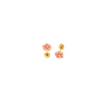 Pair of gold hibiscus flower stud enamel earrings 