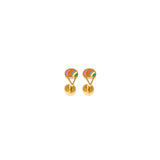 Colorful snow cone gold and enamel stud earring
