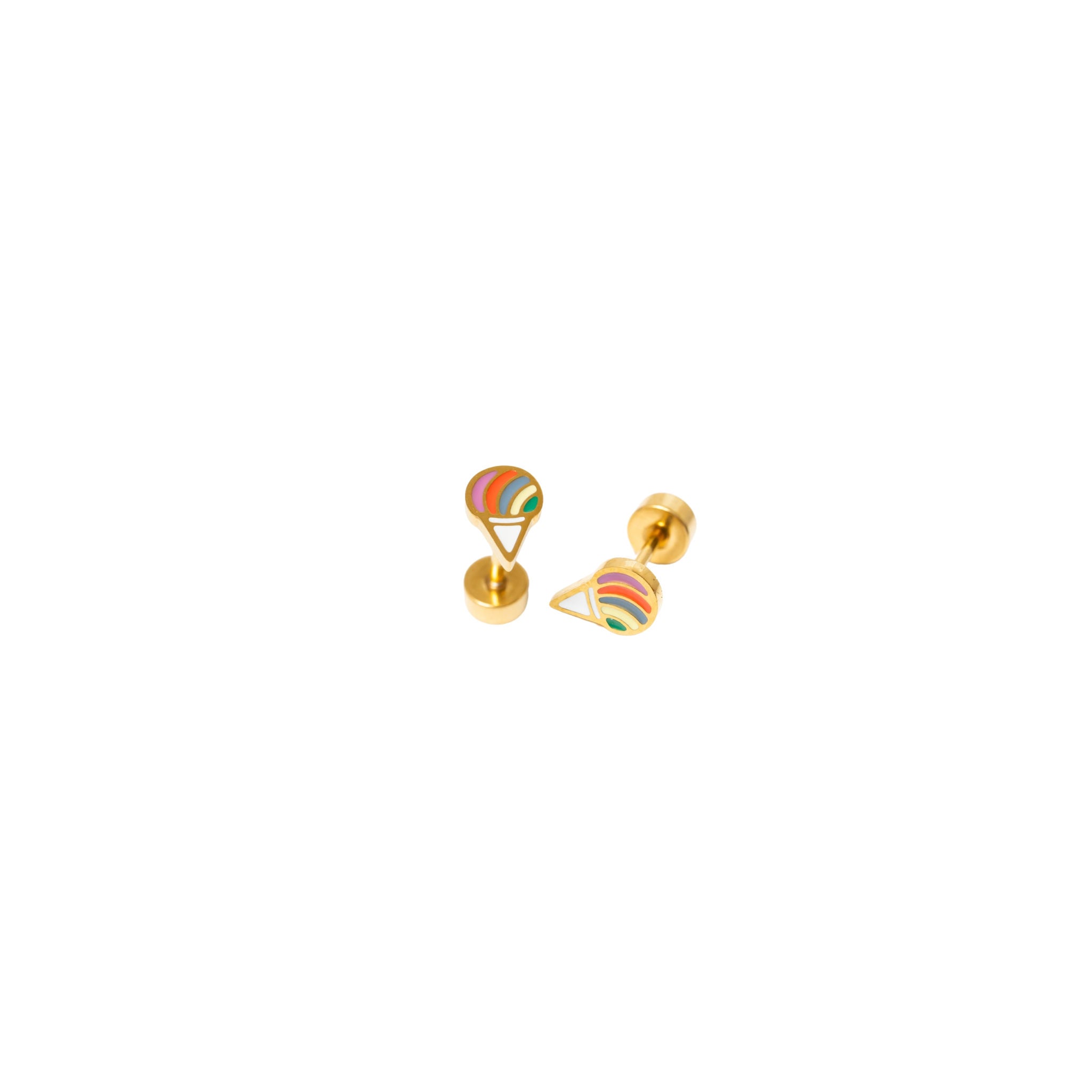 Colorful snow cone gold and enamel stud earring