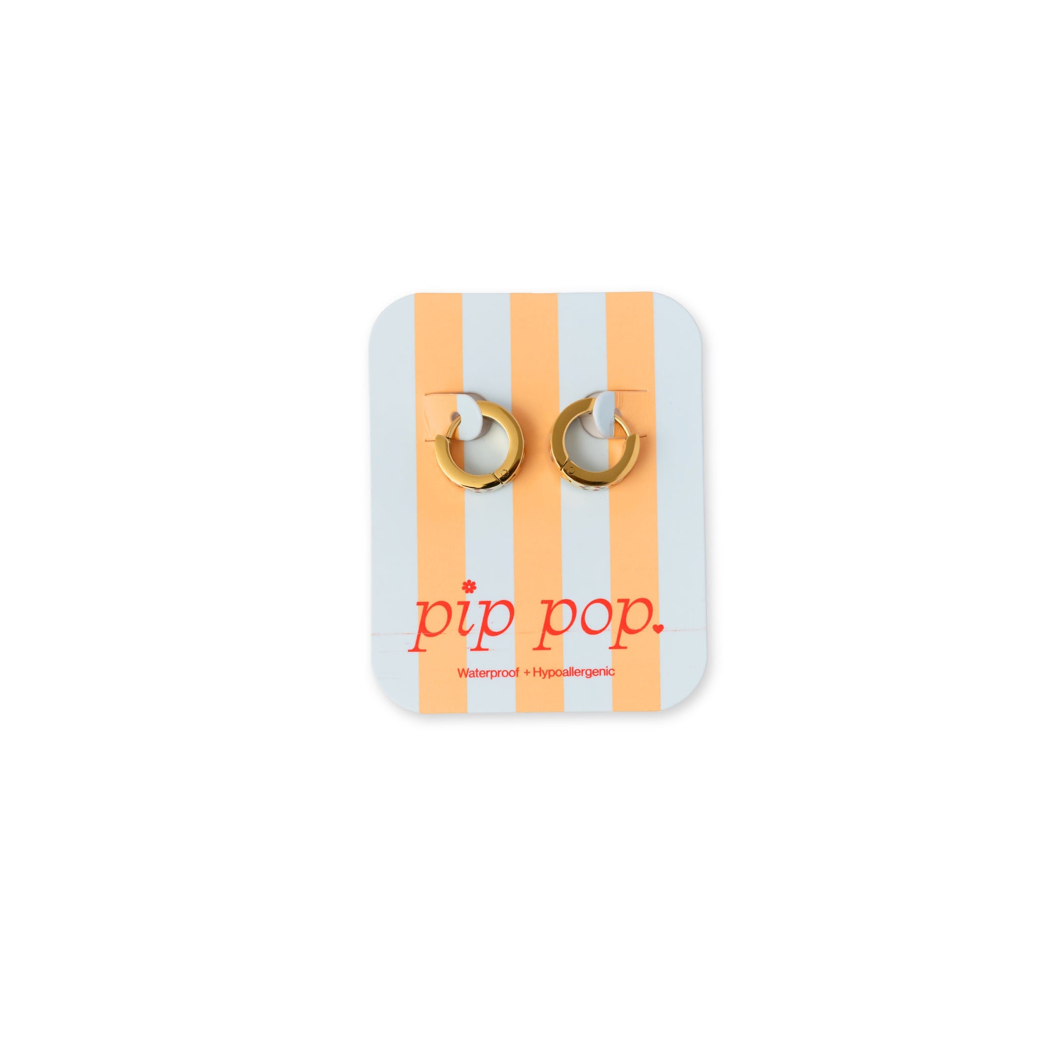 Red, white and blue star gold hoop on earring card