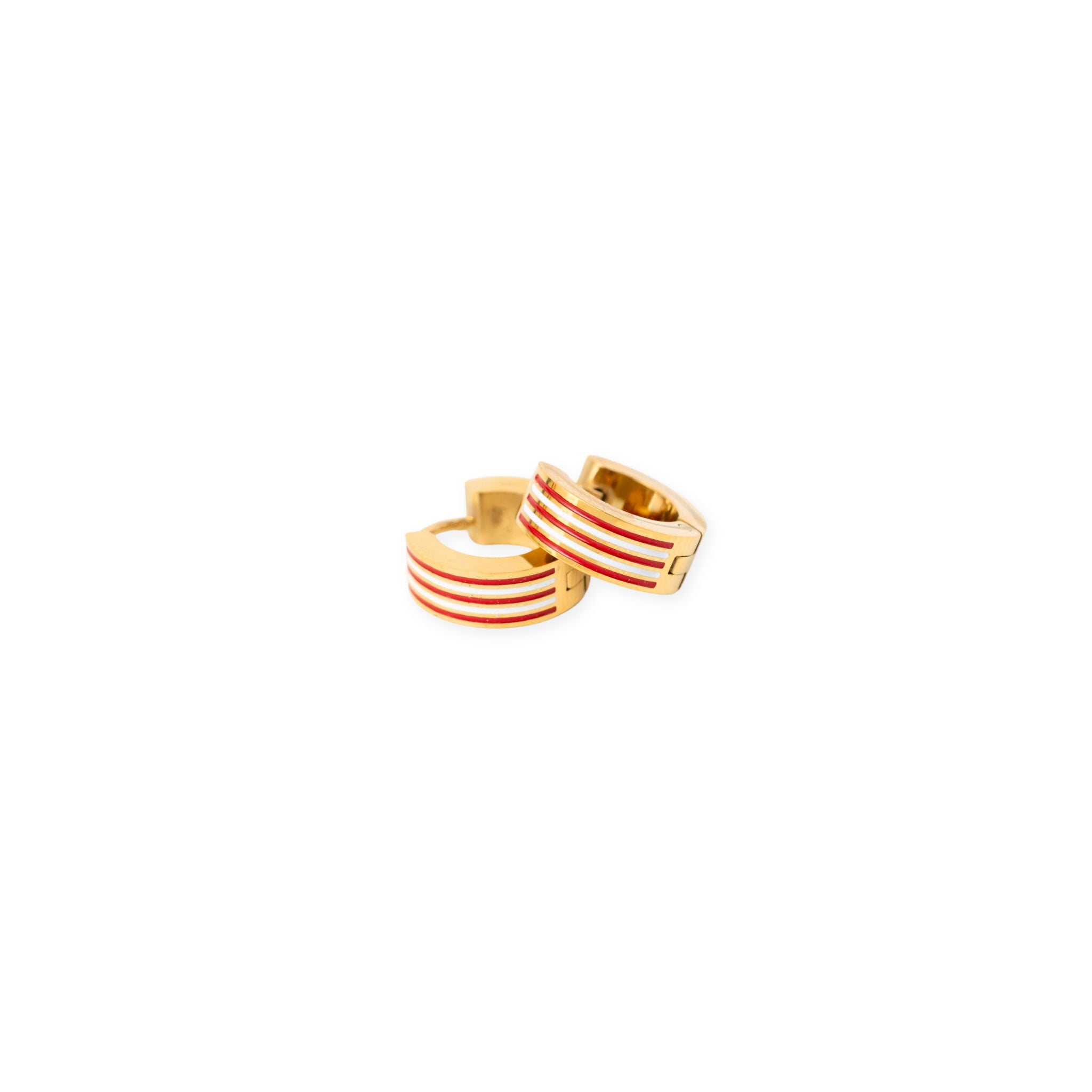 Red and white gold hoop