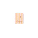 Striped product packaging with 'pip pop' branding on a white background