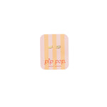 Striped product packaging with 'pip pop' branding on a white background