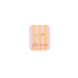 Striped product packaging with 'pip pop' branding on a white background