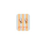 Chocolate chip charm on enamel hoop on product earring card