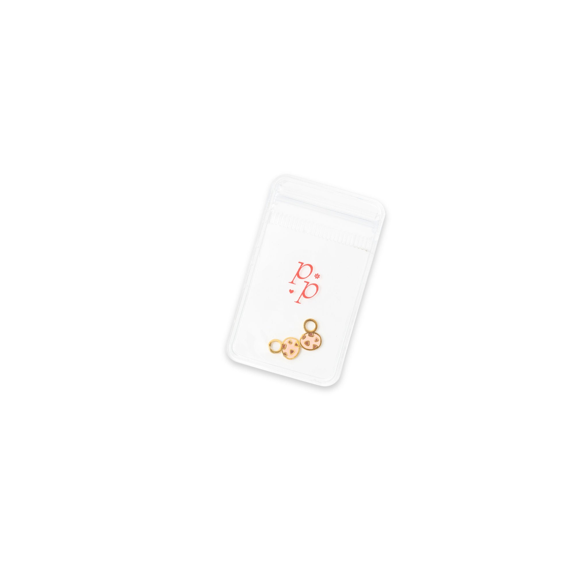 Gold chocolate chip cookie charm in clear packaging