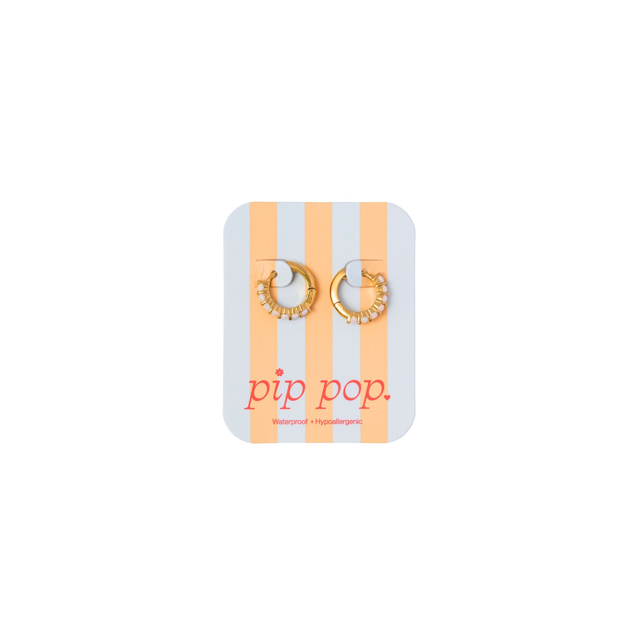 Opal hoop earring hypoallergenic - Pip Pop Post