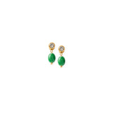 Round Diamond Stud + Jade Charm Set