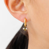 Gold hoop with small bee charm