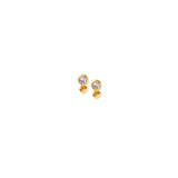 Round Diamond Stud + Bubble Heart Charm Set