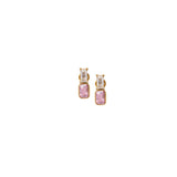 Diamond Baguette Stud + Pink Emerald Cut Charm Set