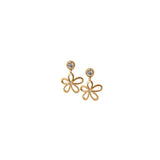 Round Diamond Stud + Diamond Flower Charm Set