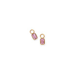 Pink Emerald Cut Charm + Pink Enamel Hoop Set