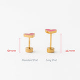 Enamel Heart Long Post Neon Pink Stud