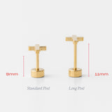 Cross Long Post Gold Stud