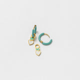 Heart Stack Charm + Turquoise Enamel Hoop Set
