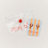 Cherries Charm + Red Enamel Hoop Set