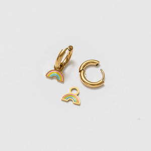 Pastel Rainbow Charm + 8mm Endless Hoop Set