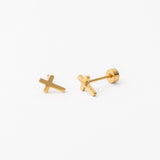 Cross Long Post Gold Stud