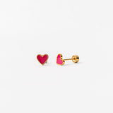 Enamel Heart Long Post Neon Pink Stud