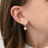 Daisy Charm + White Enamel Hoop Set