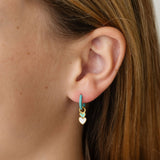 Heart Stack Charm + Turquoise Enamel Hoop Set