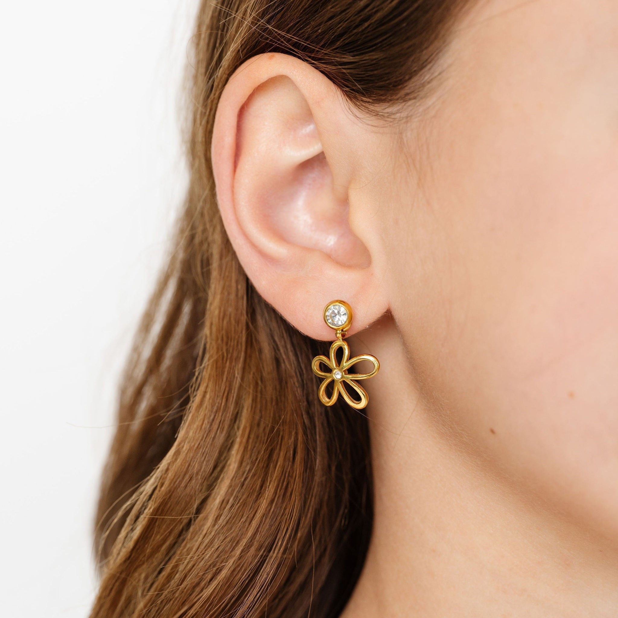 Round Diamond Flat Back Stud Earring