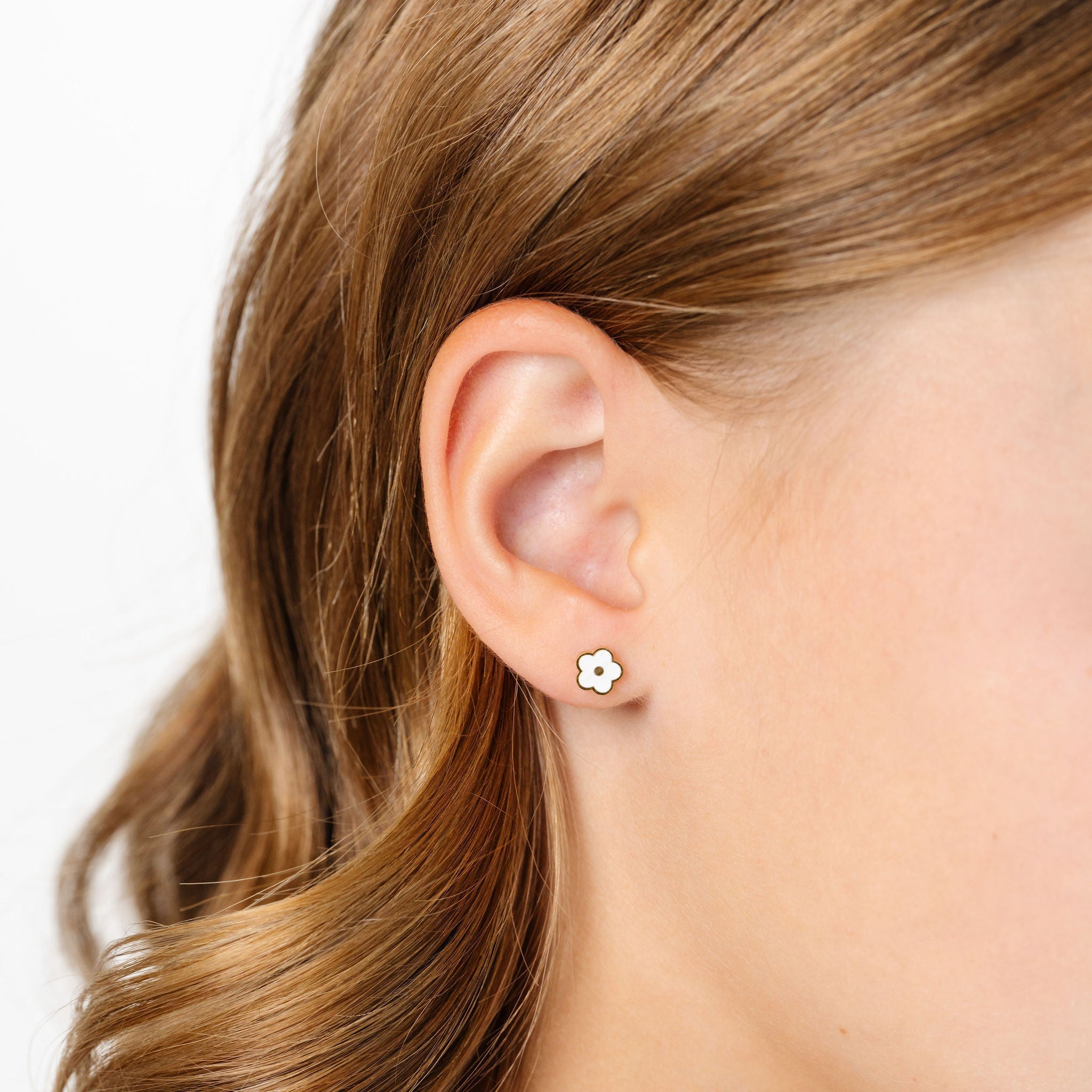 Petite flower flat back stud earring for kids