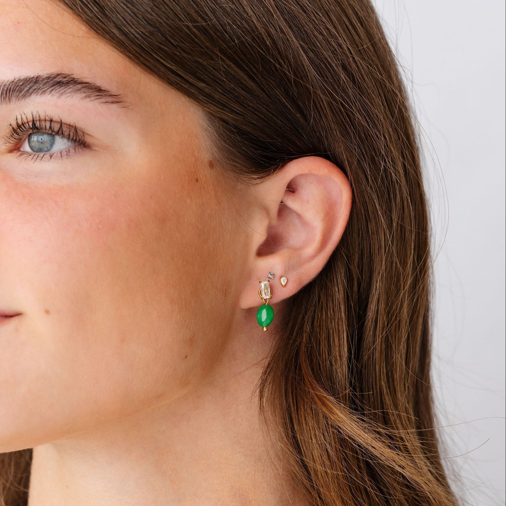 Diamond Baguette Flat Back Stud Earring