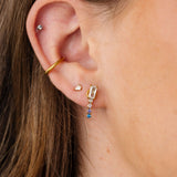 Diamond Baguette Flat Back Stud Earring