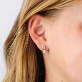 Diamond Baguette Stud + Pink Emerald Cut Charm Set