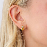 Round Diamond Stud + Bubble Heart Charm Set