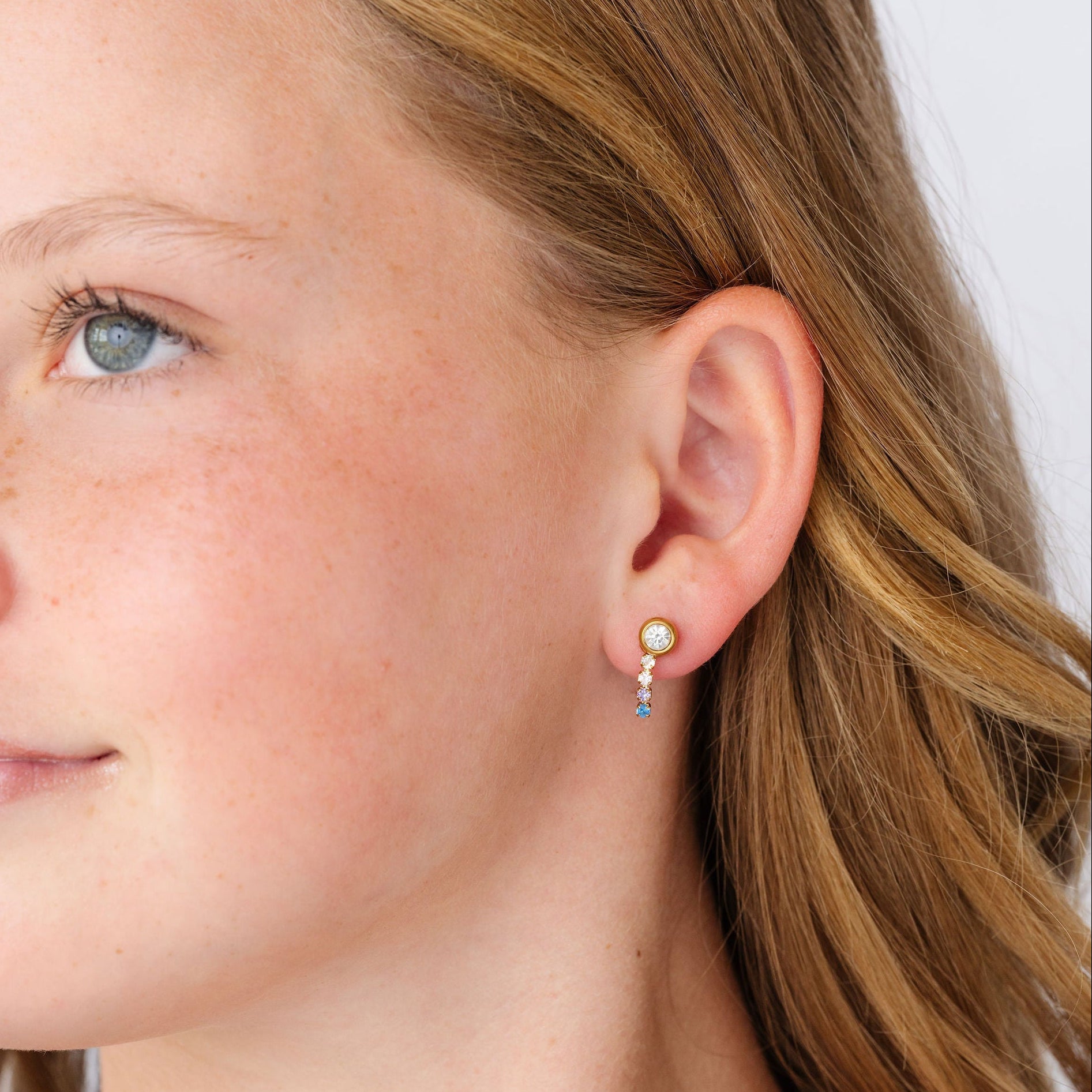 Round Diamond Flat Back Stud Earring