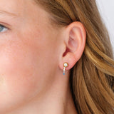 Round Diamond Stud + Rainbow Gem Bar Charm Set