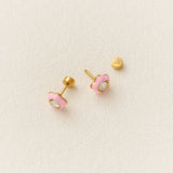 Flower Enamel Gemstone Stud