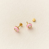 Round Enamel Gemstone Stud