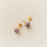 Flower Enamel Gemstone Stud