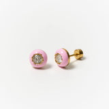 Round Enamel Gemstone Stud