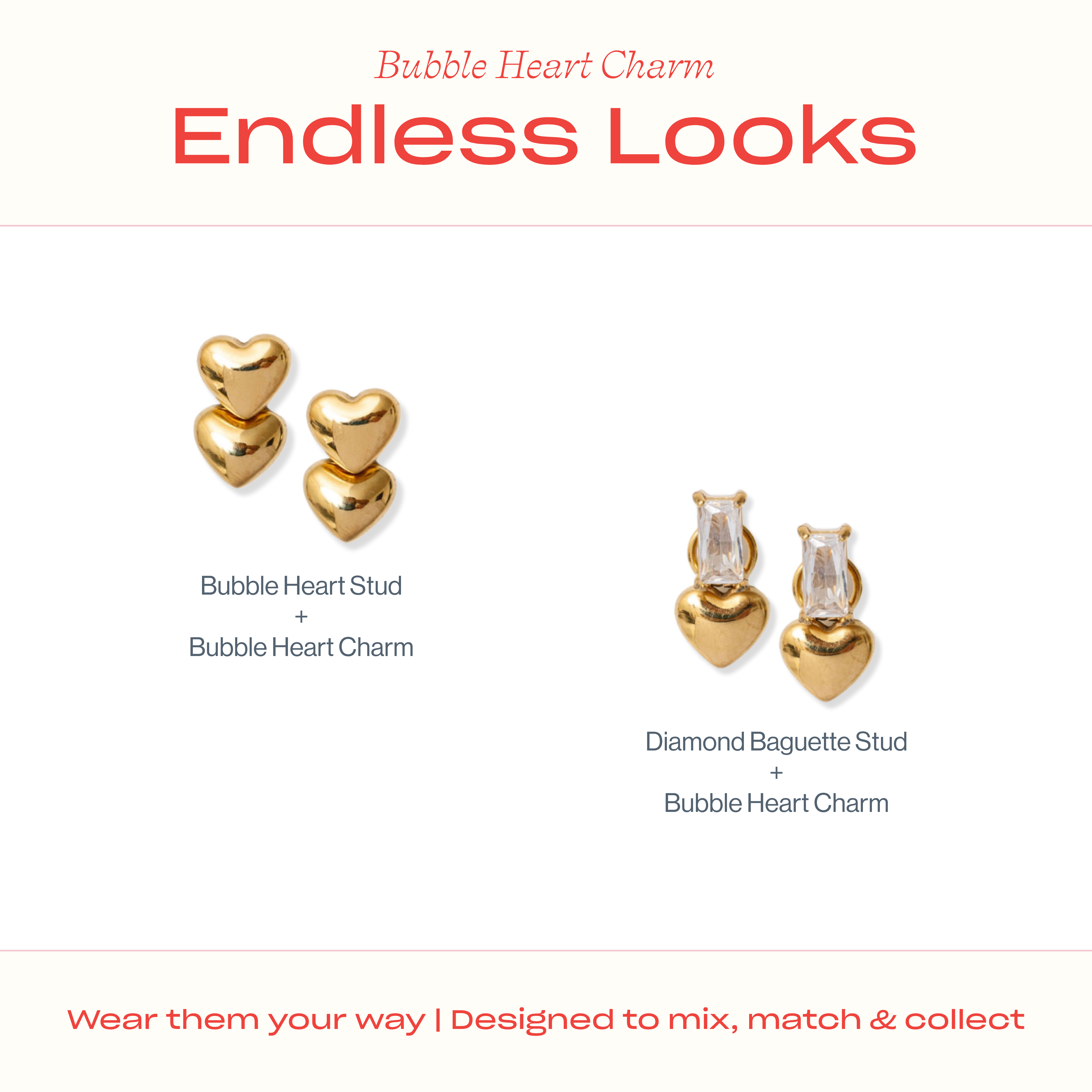 Bubble Heart Hypoallergenic Charm