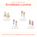 Diamond Baguette Flat Back Stud Earring