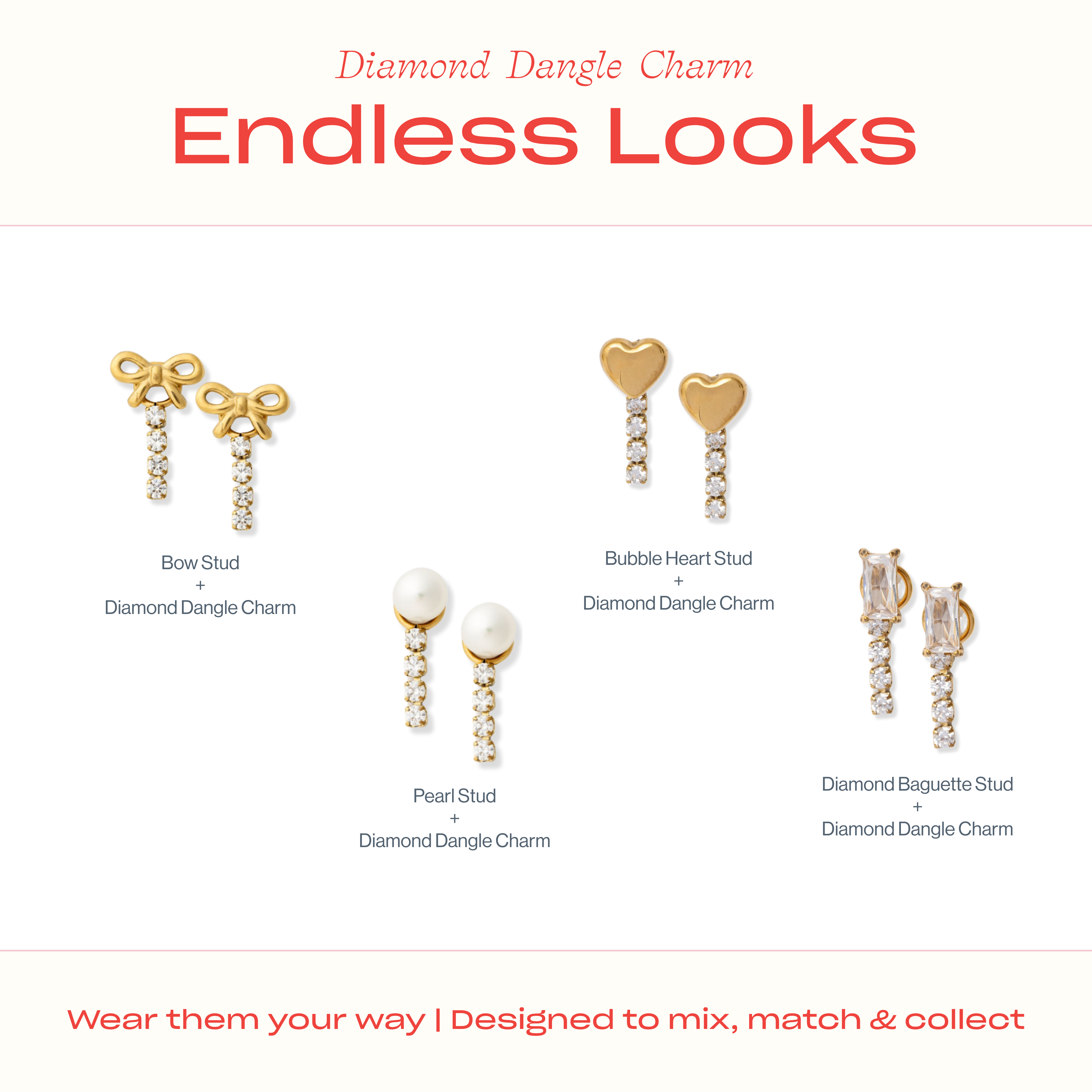 Diamond Dangle Hypoallergenic Charm