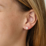 Flower Enamel Gemstone Stud