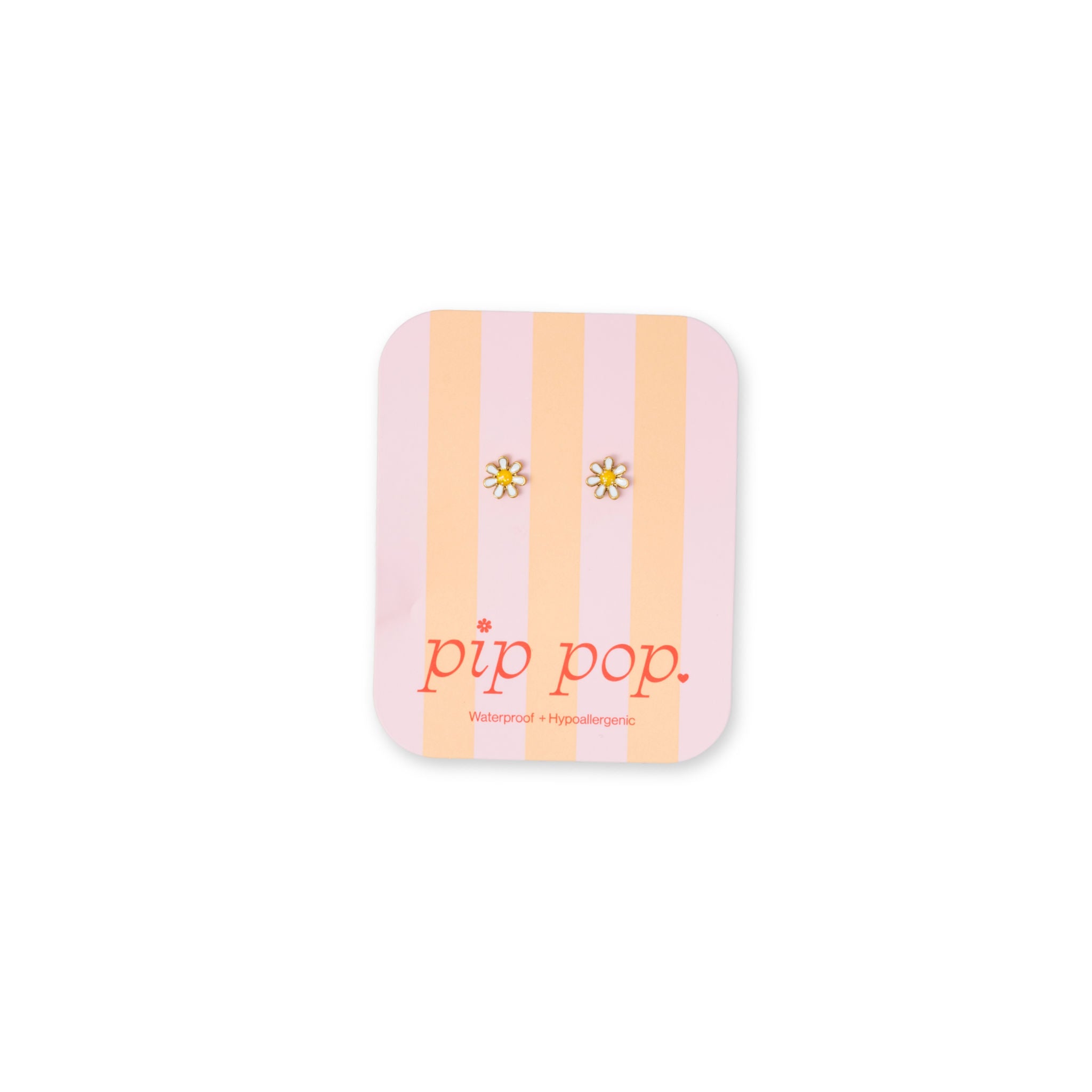 Square coaster with striped design and 'pip pop' text on a white background