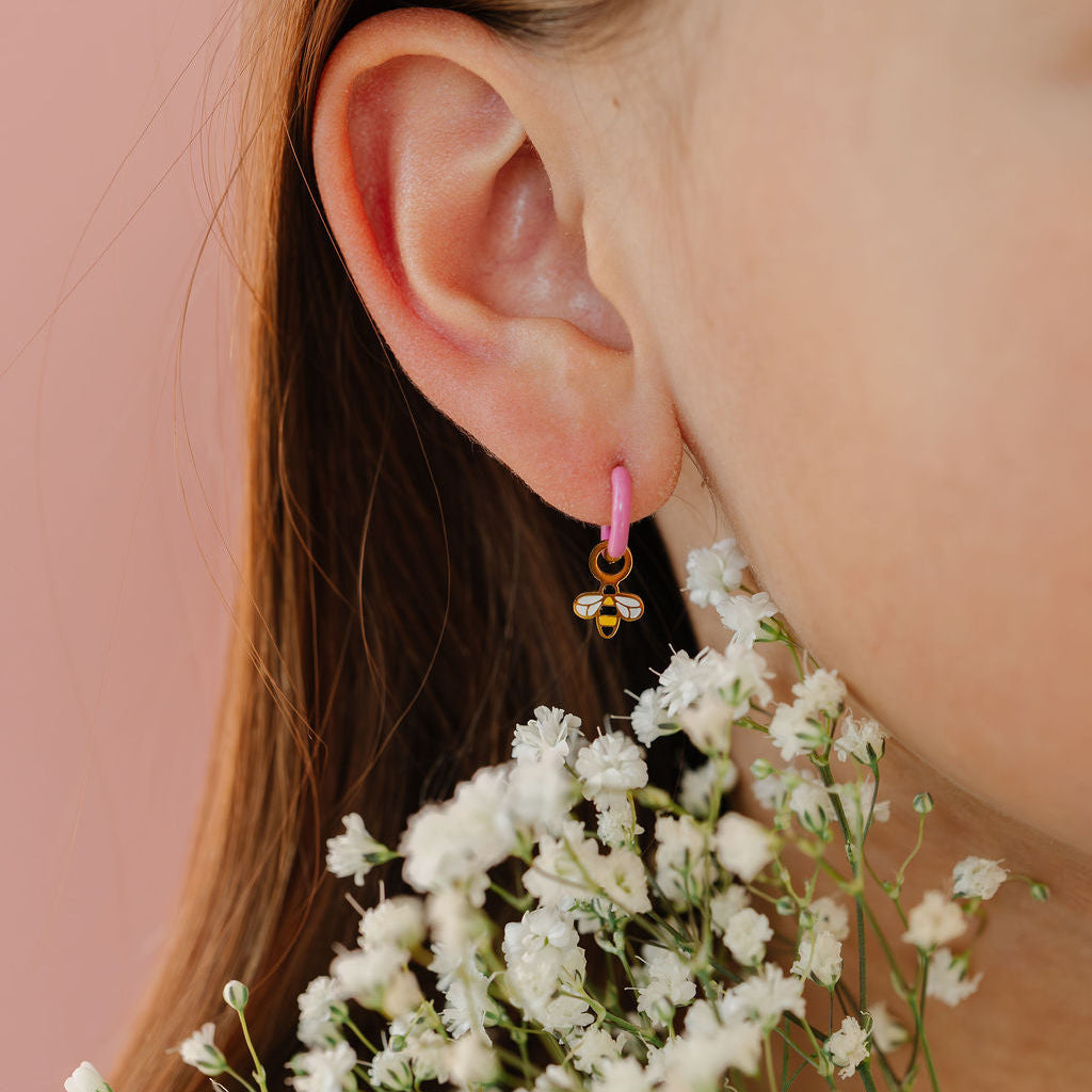 Pink hoop with small bee charm