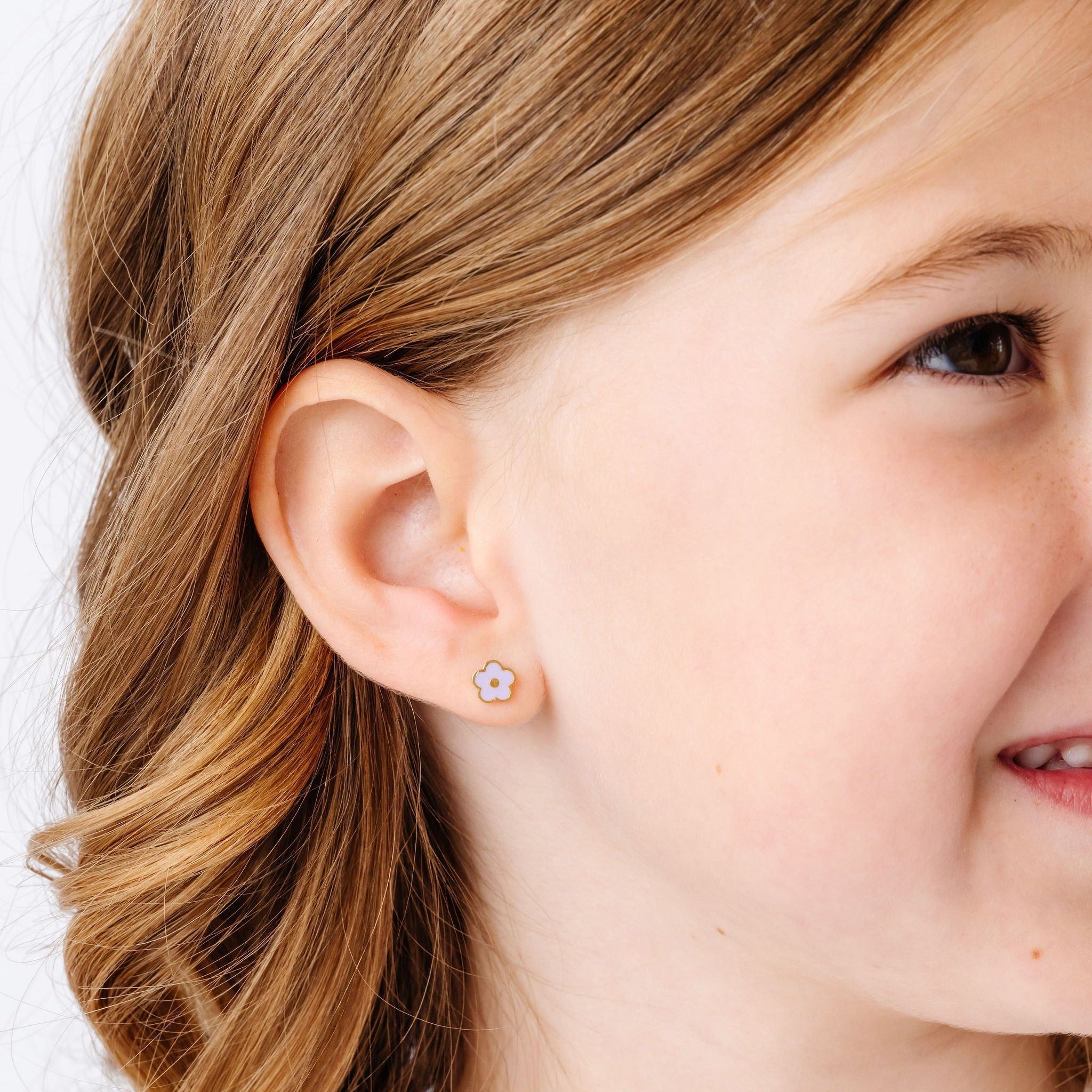 Petite flower flat back stud earring for kids
