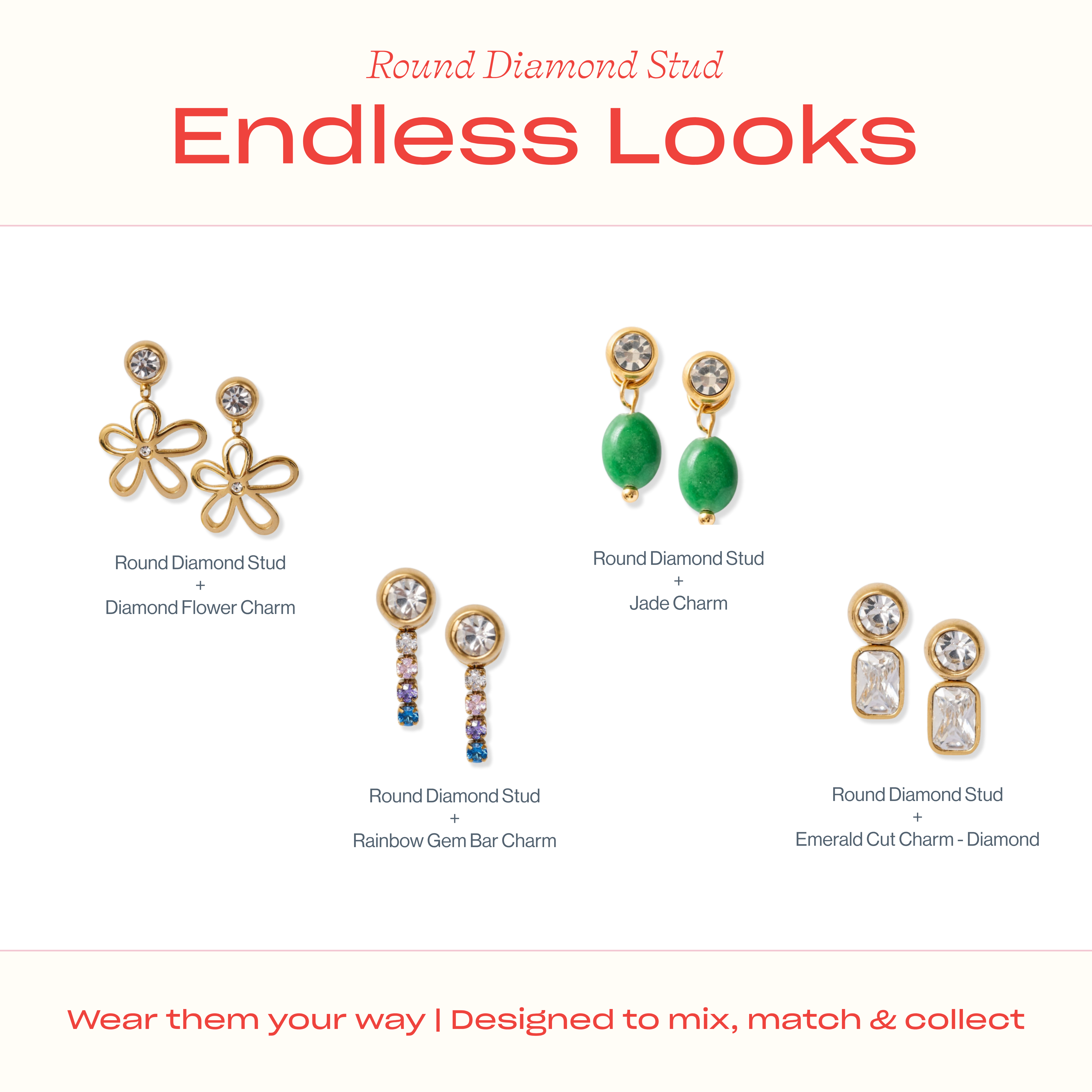 Round Diamond Flat Back Stud Earring