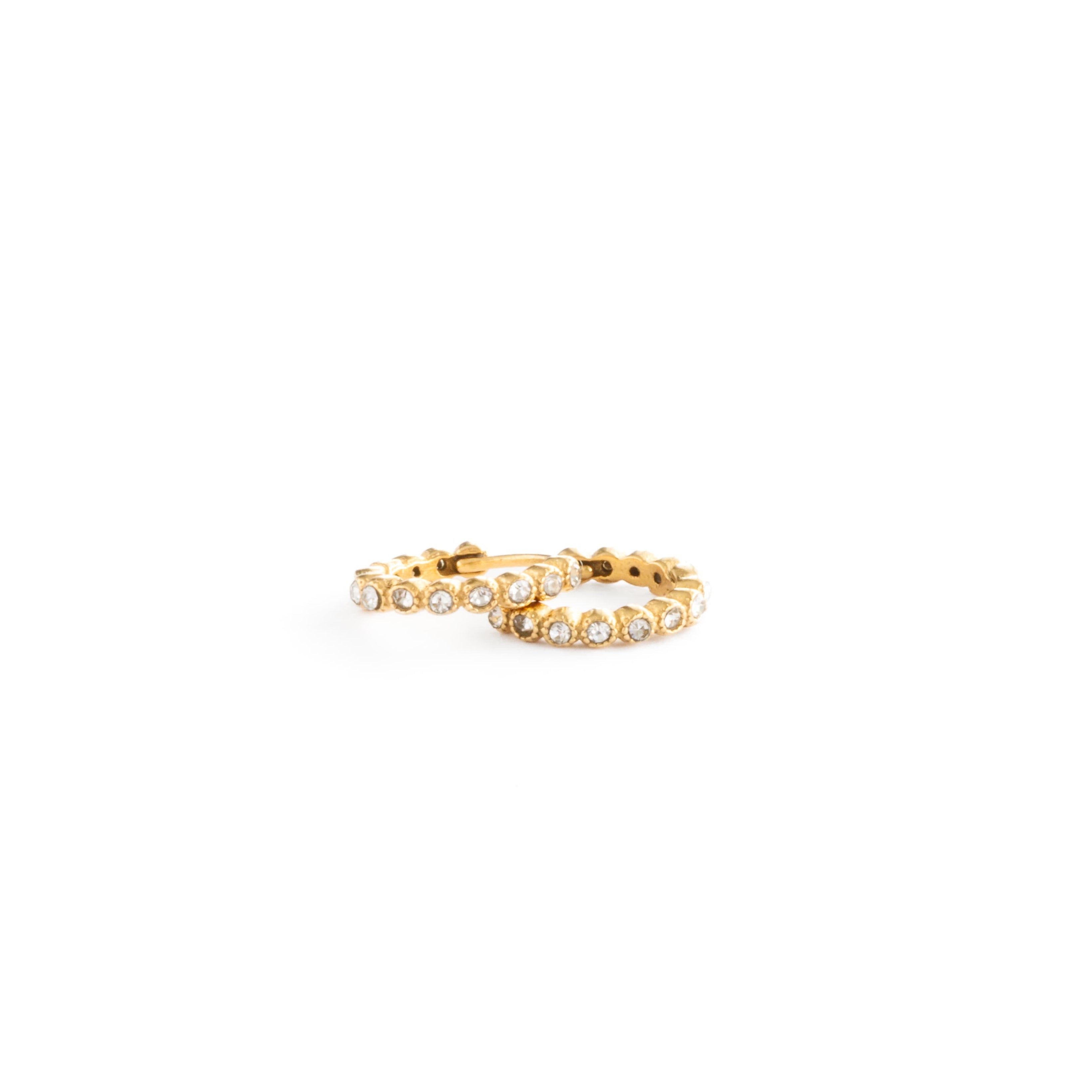 Bezel diamond gold hypoallergenic hoop for kids