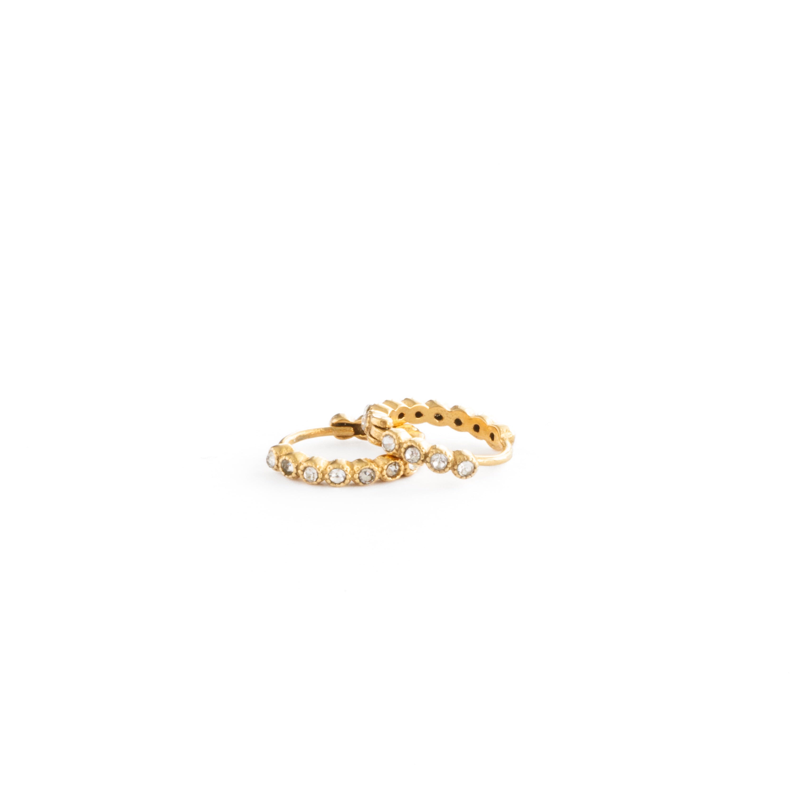 Bezel diamond gold hypoallergenic hoop for kids