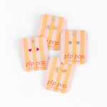 Daisy, heart, flower and rainbow enamel earrings on earring product cards